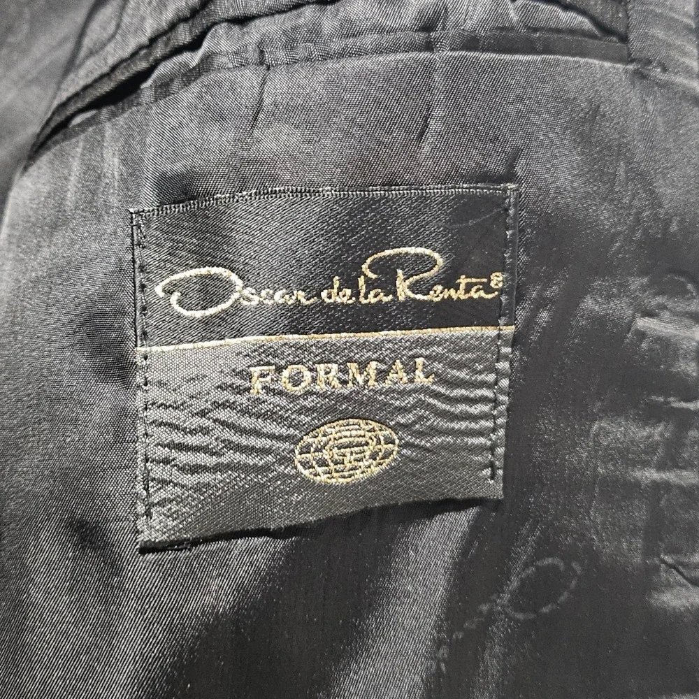 Oscar de la Renta Tuxedo Jacket Mens 42 Double Breasted Black Peak Lapel Formal